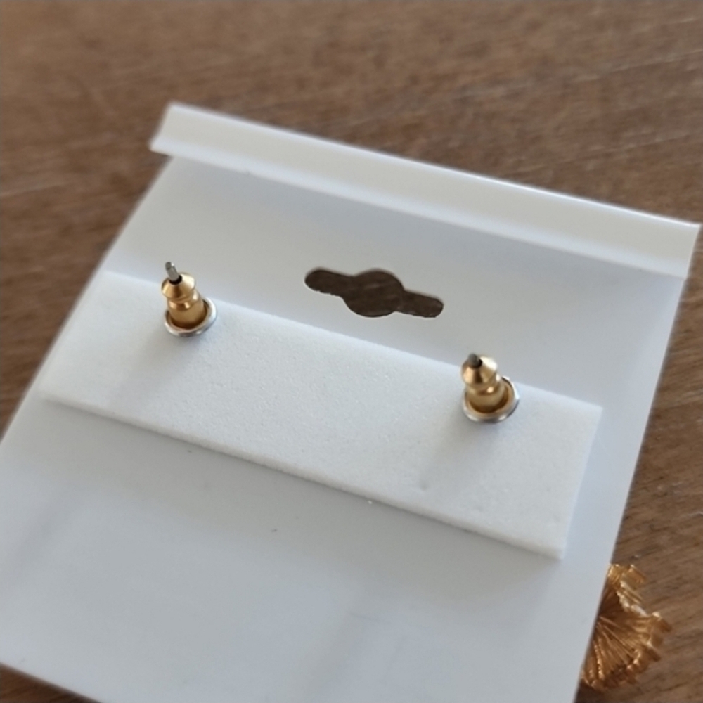 Gold Plated Faux Pearl & Crystal Drop Earrings 1.25" Elegant Dangle - Picture 3 of 3